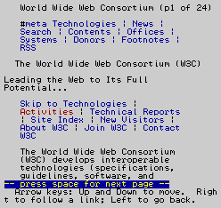 Так выглядит сайт W3C в текстовом браузере Lynx