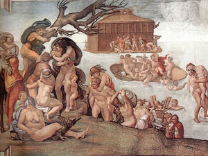 Всемирный потоп. Фреска в Сикстинской капелле, Микеланджело